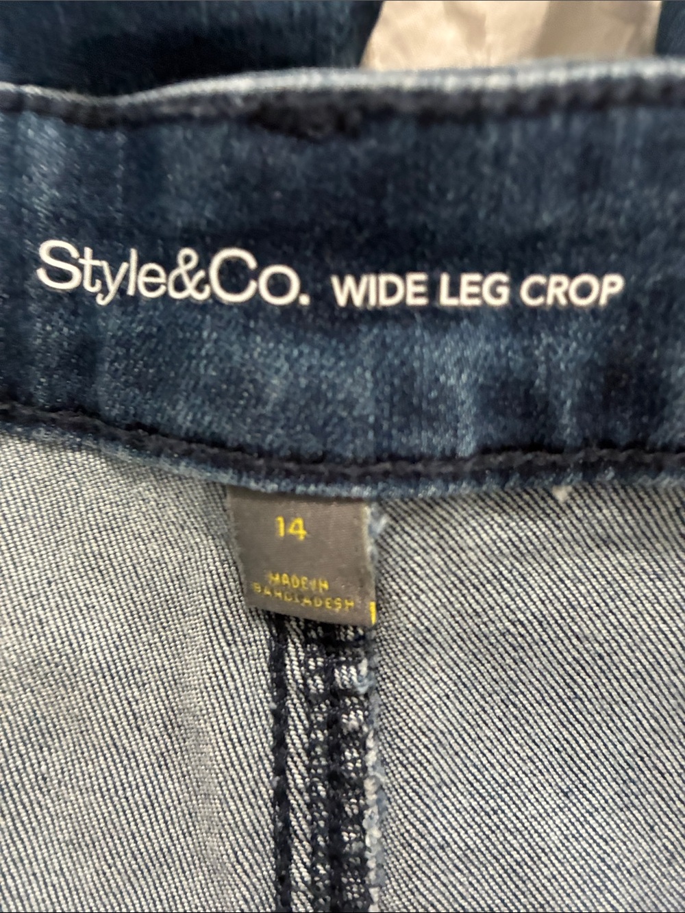 Style & Co. Dark Blue Ankle Jeans with Cream Embroidered Hem - Picture 2 of 4